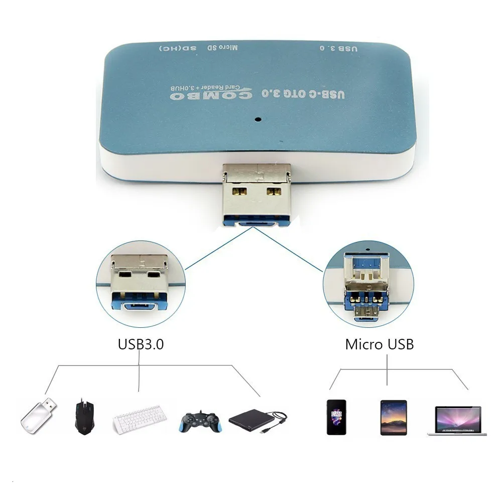 CHYI с несколькими usb-портами 3,0 концентратор Micro Usb3.0 Hab сплиттер мини портативный ПК аксессуары с SD TF слот кардридера для телефона Android