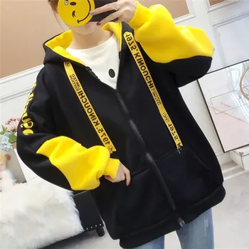 

Sweatshirts Female Hoodie Pink&Black Plus Size Sweatshirt Hoodies Women Long Sleeve Hoody For Women Autumn Hooded Sweatshirt O14