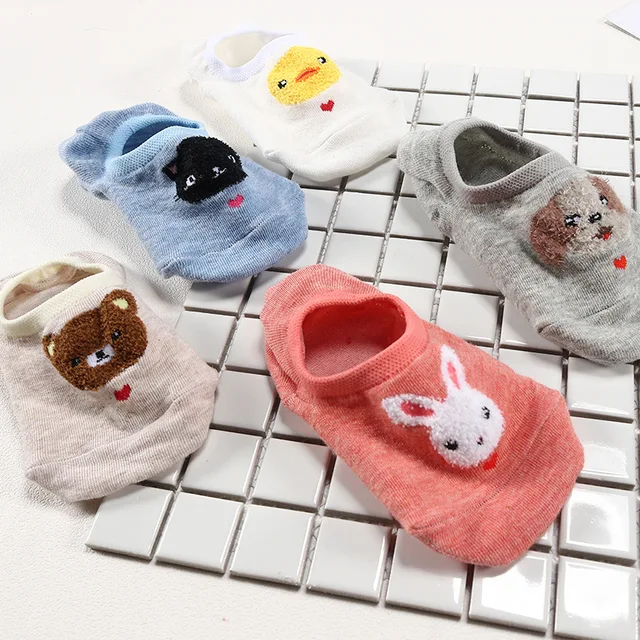10 Piece=5 Pairs/lot Cute Animal Spring Women Socks Set Korean Style Funny Cat Dog Panda Low Cut Ankle Short Sox Happy Size34-40 18
