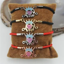 Регулируемый 10 шт./лот кубического циркония микро проложить Шарм Разъем браслет, веревка с коннектор CZ браслет ювелирные изделия