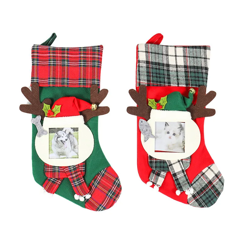 Рождественские чулки, носки, кошка, собака, лось, Navidad, год, мешок для конфет Рождество, украшения, рождественские елки, вечерние подарочные сумки для детей