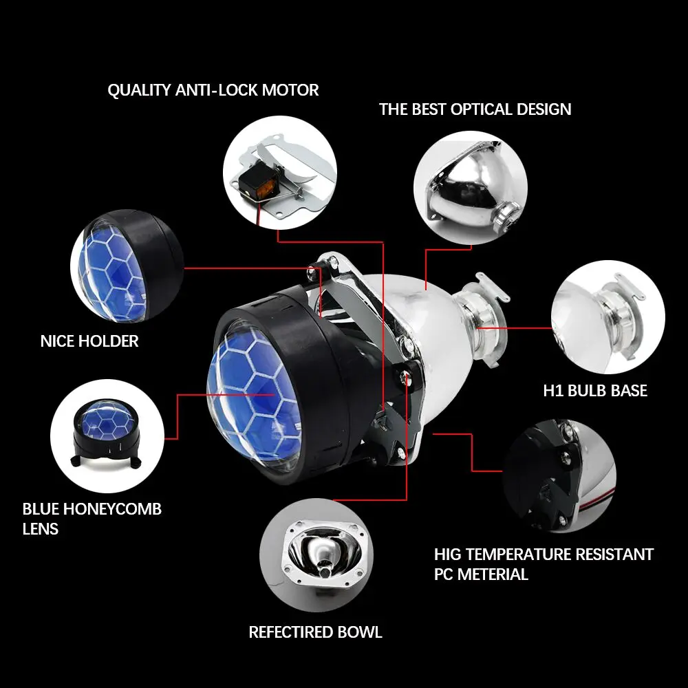 2 шт. футбольные Покрытие Синего Цвета Bi Xenon Hid объектив проектора с настройкой
