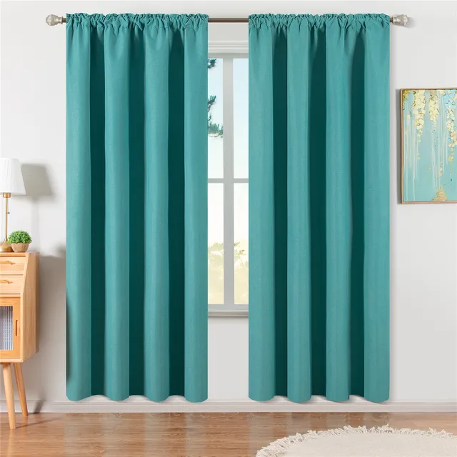 100% Blackout Solid Curtains For Living Room Window Curtains For Bedroom Blinds Decoration Curtains Kitchen Drapes Blinds Tend Turquoise
