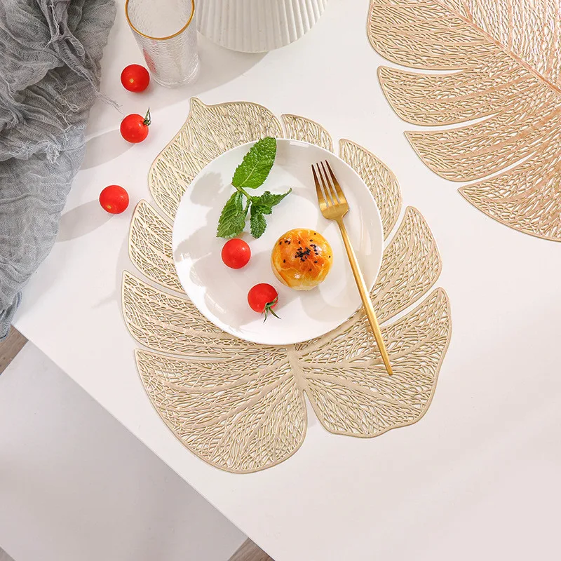Leaf Placemat Non-slip Shape Hollow Insulation Plastic Table Pads Mat Coaster 