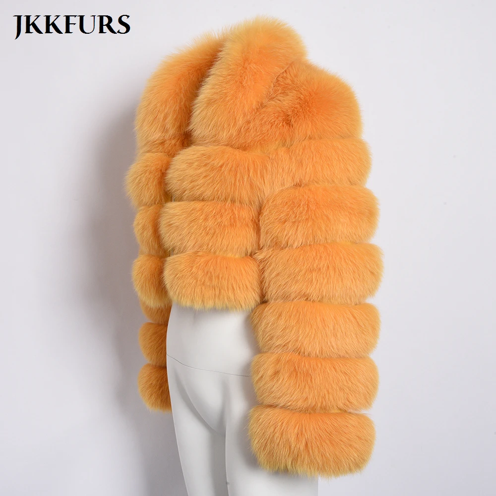 Winter New Women's Real Fox Fur Jacket Zipper Lady Short Style Fur Coat Thick Warm Fur Outerwear S7636