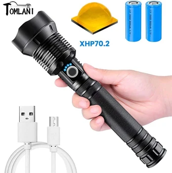 

12000 lumens Lamp xhp70.2 Zoomable USB Rechargeable Torch Use 18650 or 26650 battery 3 Modes Searchlight for Outdoor or Home