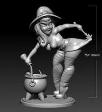 

1/24 75mm 1/18 100mm Resin Model Magic Girl Figure Sculpture Unpainted No Color RW-383