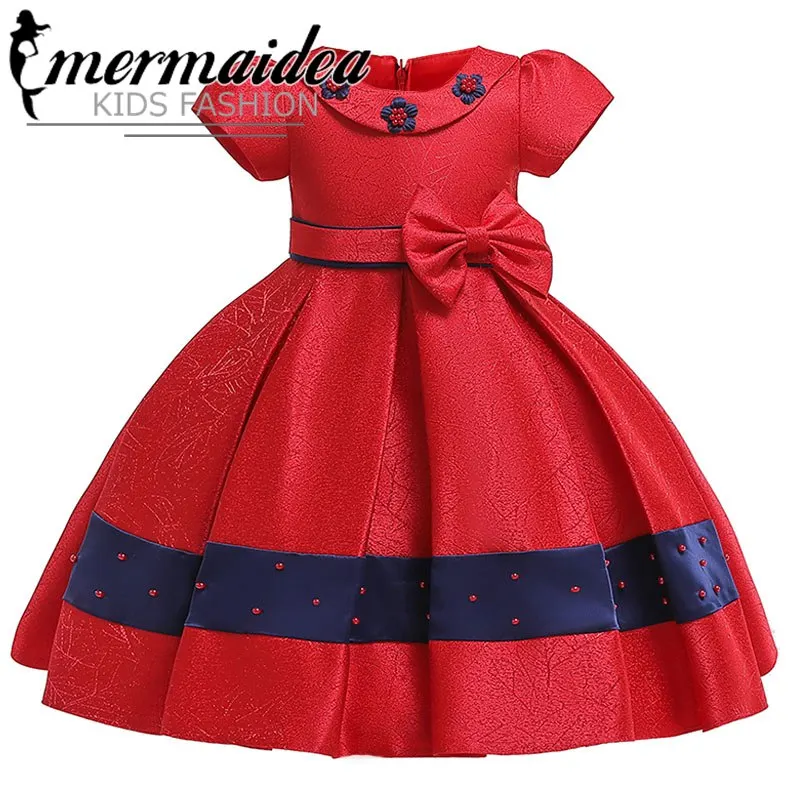 Платье с цветочным узором для девочек; детская одежда; свадебное платье с бантом и бусинами; Детский карнавальный костюм; одежда для детей; костюм для первого причастия; подарок для малышей