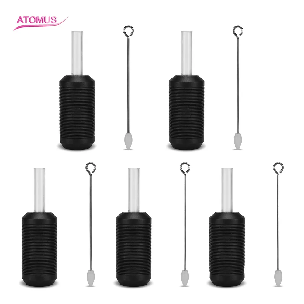

ATOMUS 5PCS/Set Tattoo Grip Silicone Grips Makeup Beauty Tools Tattoo Supplies Tubes Tips Black Permanent Makeup