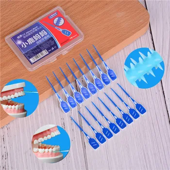 

16pcs/set Blue Double Floss Head Hygiene Dental Silicone Interdental Brush Toothpick