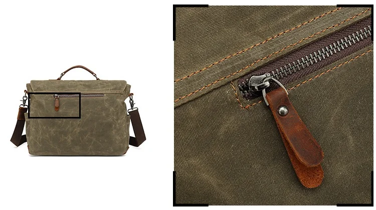 Bolso satchel vintage de lona con múltiples bolsillos, resistente al agua - Raken