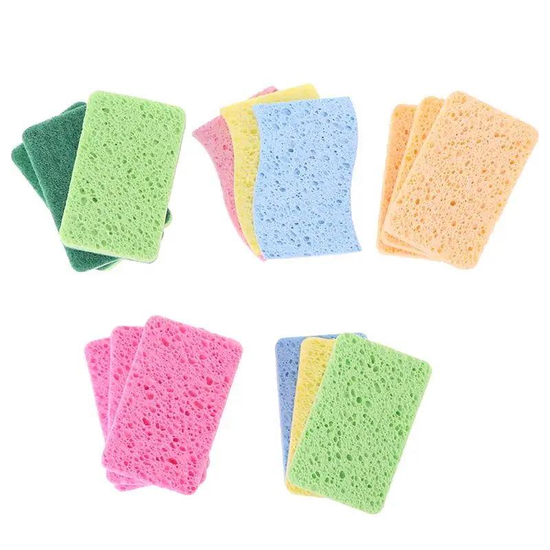 3Pcs Dishwashing Sponge Emery Clean Rub Pot Rust Focal Stains Removing Sponge