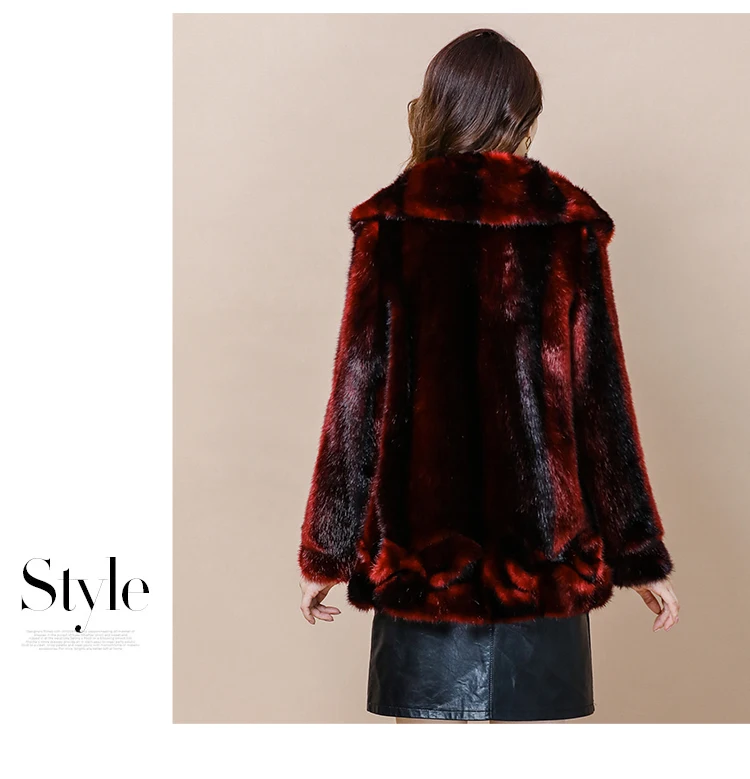 HANZANGL Luxury Plus Size Women Mink Fur Coat Winter Long Sleeve Warm Fur Jacket Women Clothes Free shipping