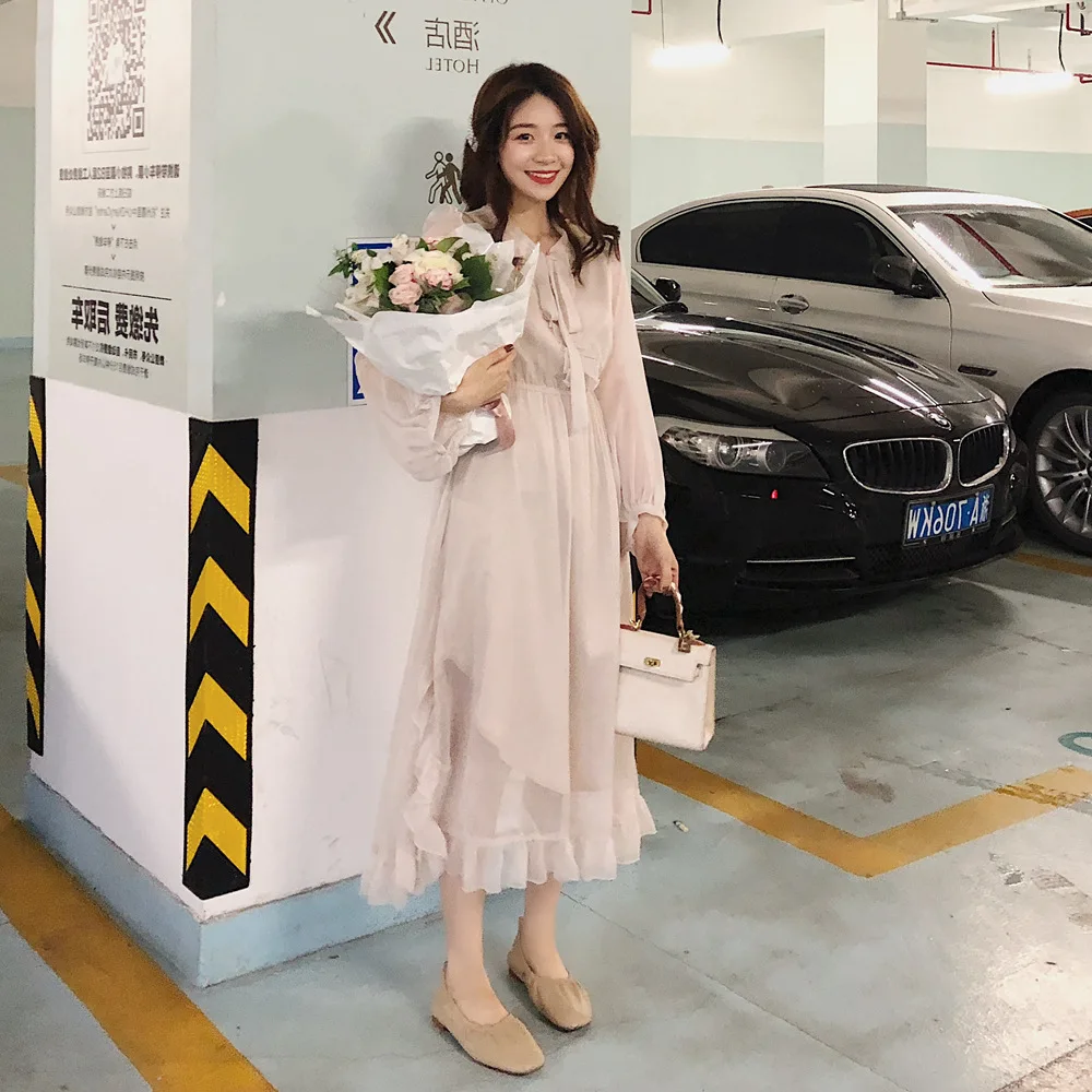 

Photo Shoot 2019 Spring New Style Fairy Skirt Children French Retro Gentle Wind Flounced Waist Hugging Chiffon Dress