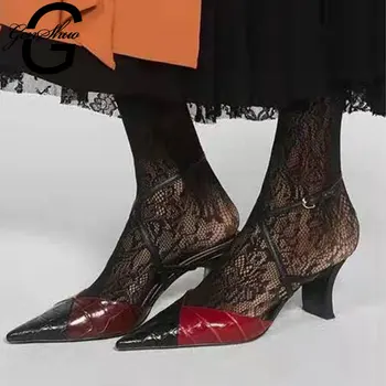 

GENSHUO Zapatos De Mujer Summer Pointed Toe Women's Shoes High Heels Mixed Colors Sexy Slingback Sandalias Fenininos Sandals