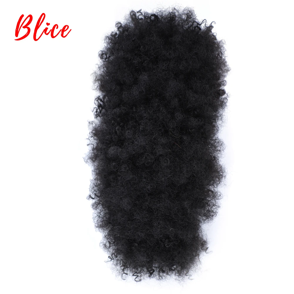 Grampos de Peruca em Extensões de Cabelo Blice Sintético Alta Puff Afro Kinky Encaracolado Curto Meio-parte 90 g - Peça Ntural Preto 9 Cheap Coque sintético