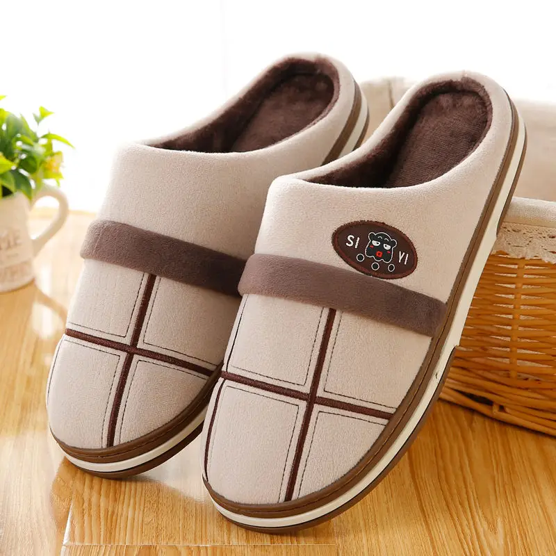 

Plus size 48 49 50 mens indoor plush fuzzy slippers anti-odor fur slides men home shoes winter slippers