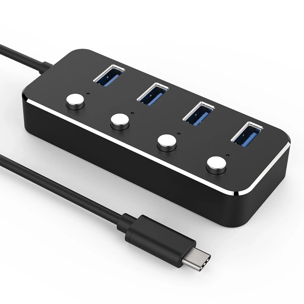 S SKYEE 4 порта USB3.0 type-C Быстрая зарядка концентратор переходник разветвитель для iPhone X XS huawei P30 Pro Xiaomi 9 Tablet Keyboarb - Цвет: Type C Black