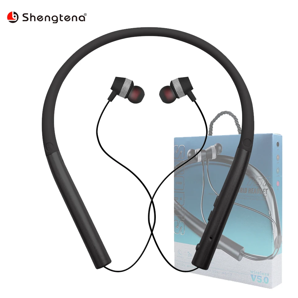 

VJ751 Stereo Bluetooth Headset Retratable 5.0 Wireless Bluetooth Earphone Neckband Wireless Headphone Earphones Sport Headphones