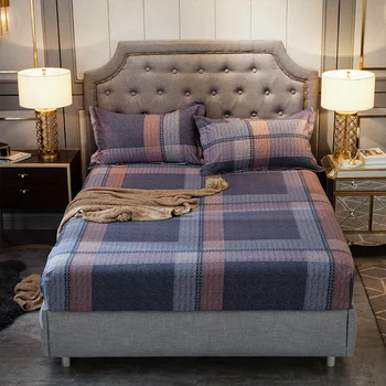 

Navy Gray Ultra Soft Brushed Cotton Fitted Bed sheet set Pillowcase Breathable Easy to Wash Mattress Cover Twin Queen King size