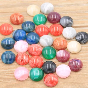 

40pcs 12mm 2020 New Fashion 9 Colors Stone Button Bright Flat Back Resin Cabochons Cameo Fit DIY Cabochons Tray Earrings Rings