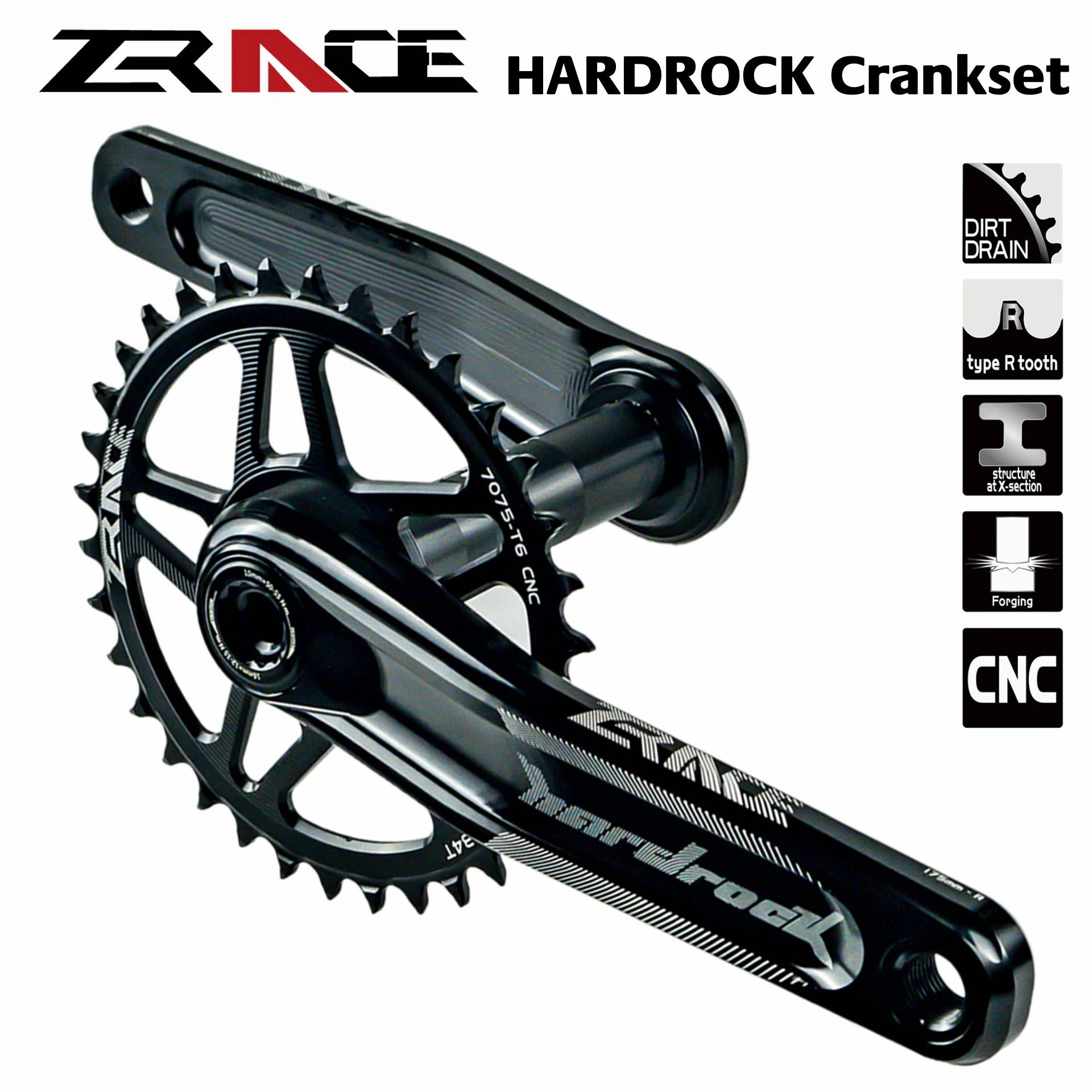 ZRACE HARDROCK 1x10 11 12 скорость коленчатого вала Орлиный зуб для MTB XC/TR/DH/FR 170/175 мм, 32 T/34 T/36 T, BB83, BB68/73 Chainset