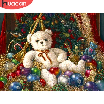 

HUACAN 5D DIY Diamond Embroidery Bear Hobbies And Crafts Diamond Painting Cartoon Mosaic Animal Christmas Decoration Wall Art