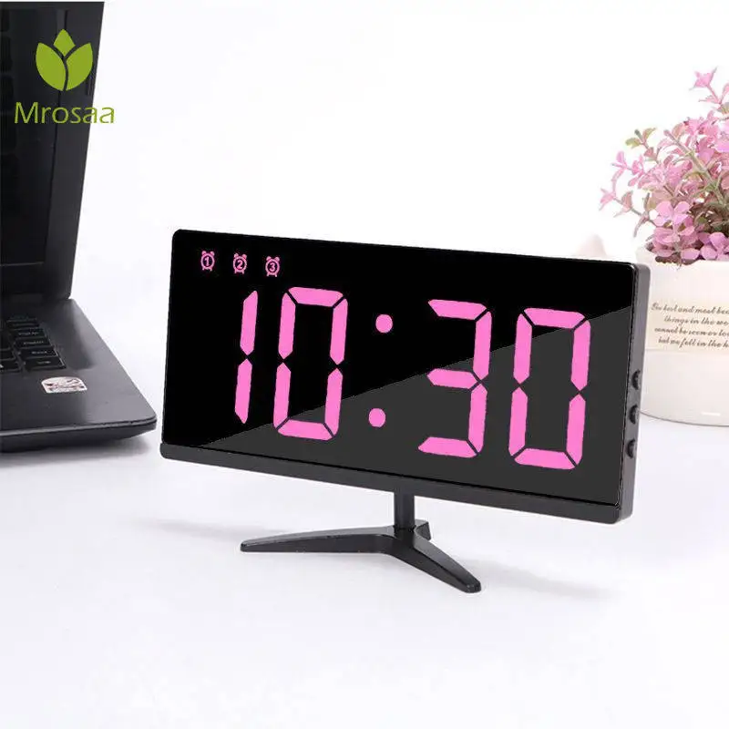 

Table Clock New Big Digital Clock LED Mirror Alarm Clock Multifunction Snooze Display Temperature Time Night LCD Light Clock
