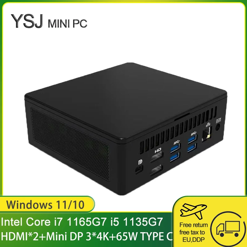 Новый мини-ПК Intel Core i7 1165G7 i5 1135G7 Thunderbolt 4 Win11/10 2 * DDR4 NVMe SSD игровой мини-компьютер HDMI DP