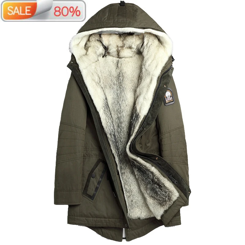 

Parka Real Coat Men Winter Jacket 2020 Natural Wolf Fur Liner Warm Clothes Long Men's Jackets Parkas 1125 B22437