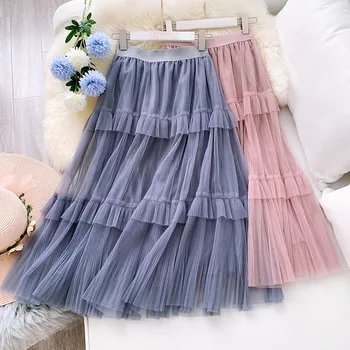 

2019 New Fashion Women Skirts Winter Skirts 3 Layer Fashion Skirts Mesh Skirt