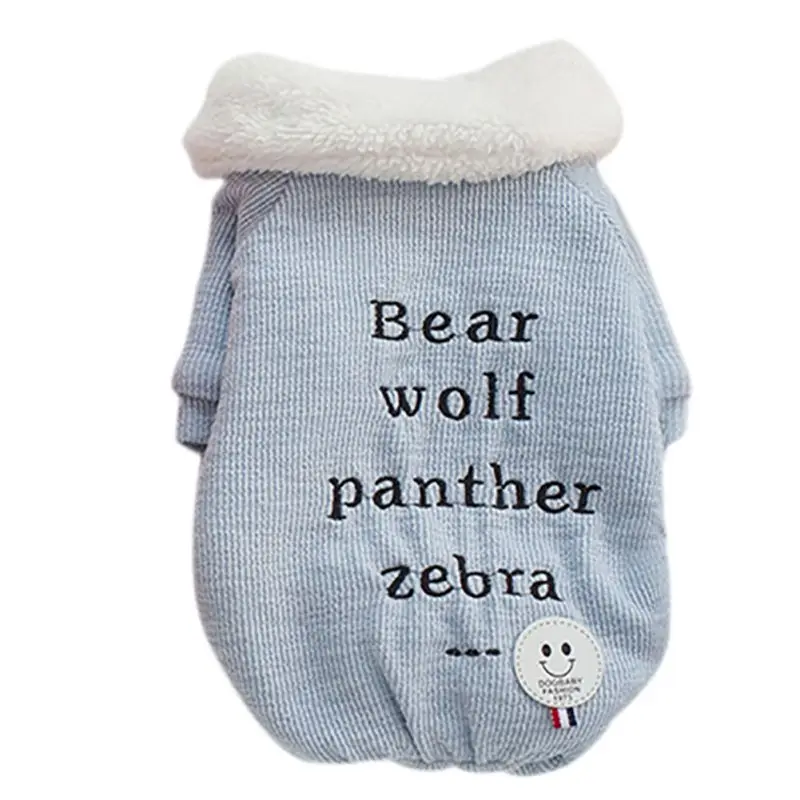 Одежда для собак с буквенным принтом, четыре ноги, хлопковая одежда, толстая зимняя одежда для маленьких собак - Цвет: Blue-XL
