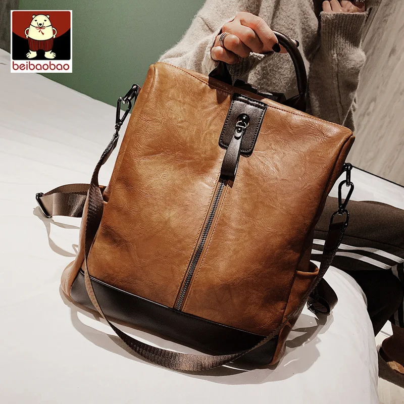 

North Bag Both Shoulders Package Woman Bag Tidal Plate Leisure Time A Bag Will Capacity Travel Soft Leather Backpack