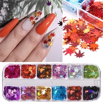 

Nail art sequins ins classic hot style maple leaf laser two-color thin sequins Thanksgiving
