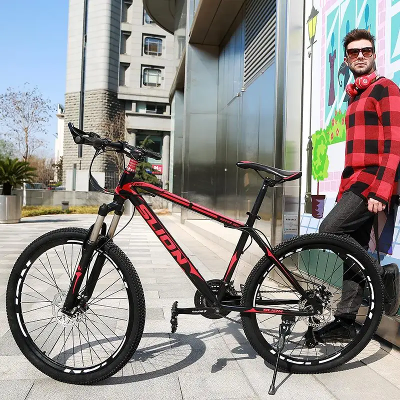 High-Grade 26-Inch Mountain Bike Taiwan Miniature Rotary 27-Speed Bicycle Disc Brake Aluminum Alloy Front Lock Fork Fat Bicycle