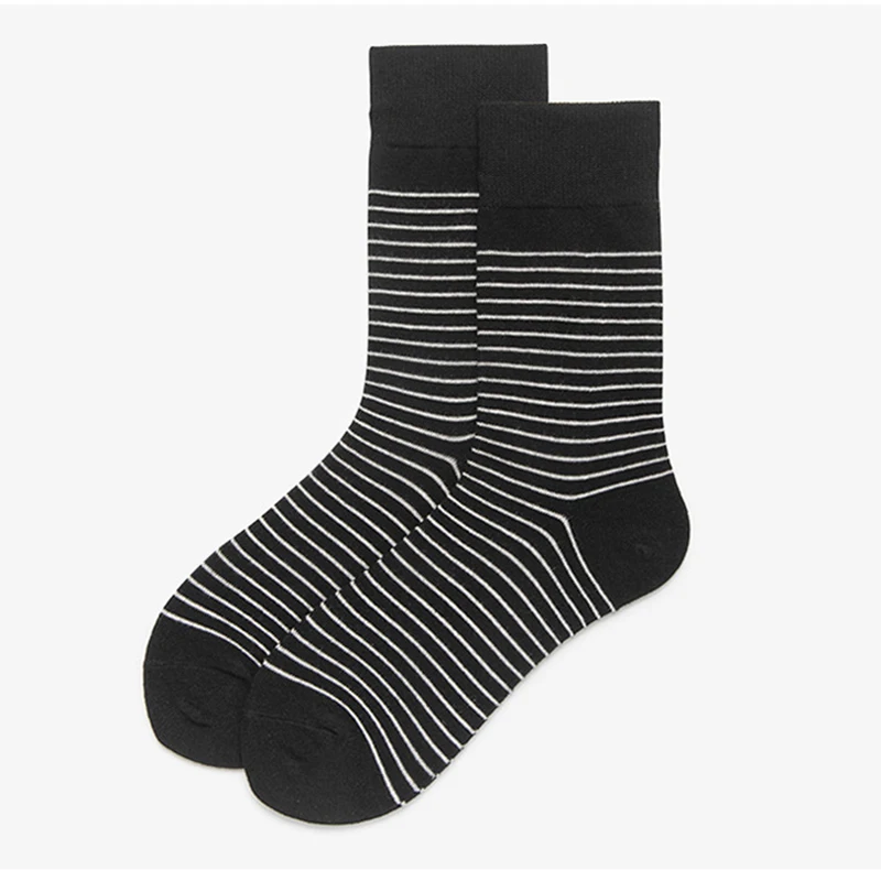 Модные мужские носки в горошек хлопчатобумажные носки в полоску длинные носки мужские Спортивные Повседневные носки Calcetines Mujer высокое качество - Цвет: black stripe