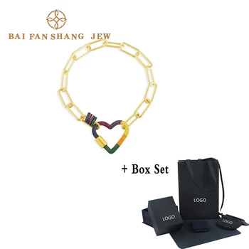 

Fashion Moroccan Jewelry New Rainbow Heart-shaped Chain Bracelet Exquisite Heart-shaped Decoration Female All-match Bracelet