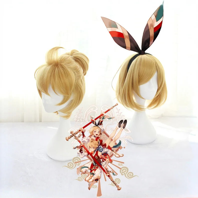 

Rin / Len Short Blonde Heat Resistant Hair Cosplay Costume Cap cosplay Anime Characters Dress Up Wig Short Wig + Track + Wig Cap