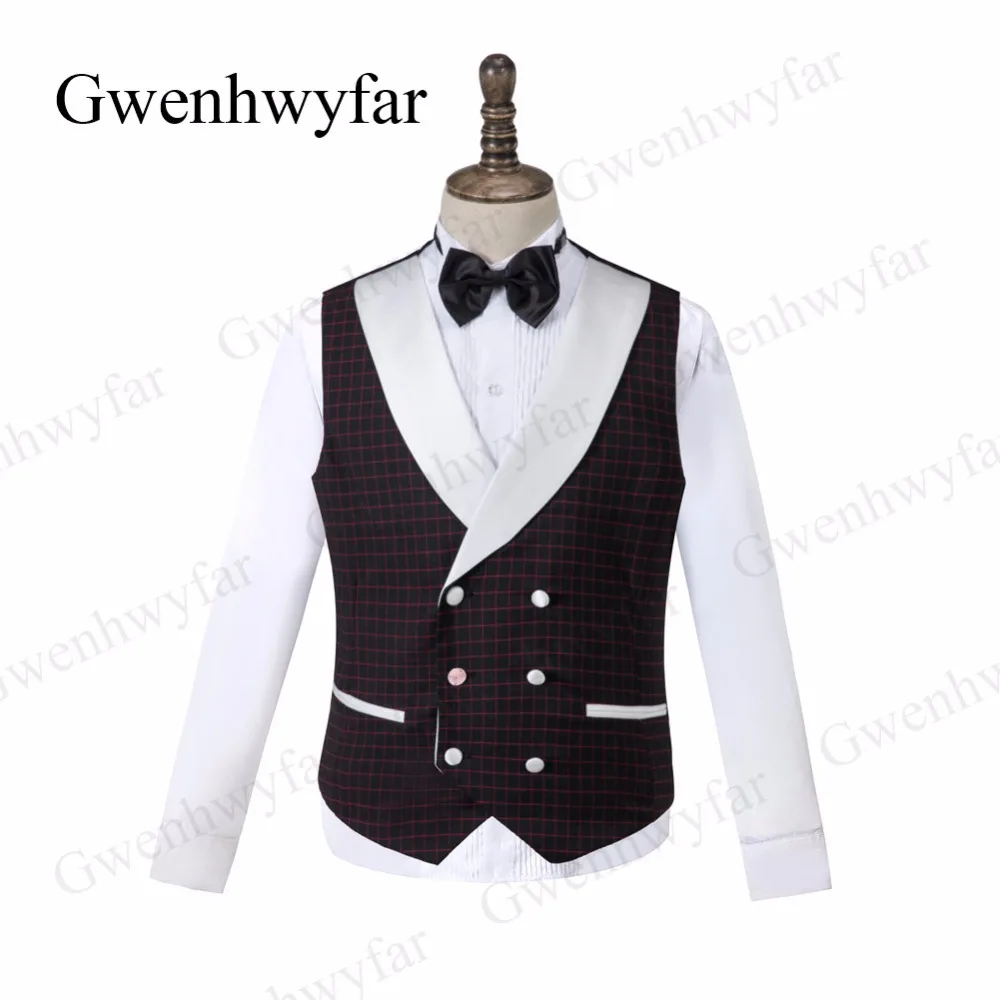Gwenhwyfar, мужской деловой костюм, смокинг, 3 предмета, мужской костюм для свадьбы, Terno Masculino, приталенный, черный, красный, костюм в клетку, мужские костюмы для жениха