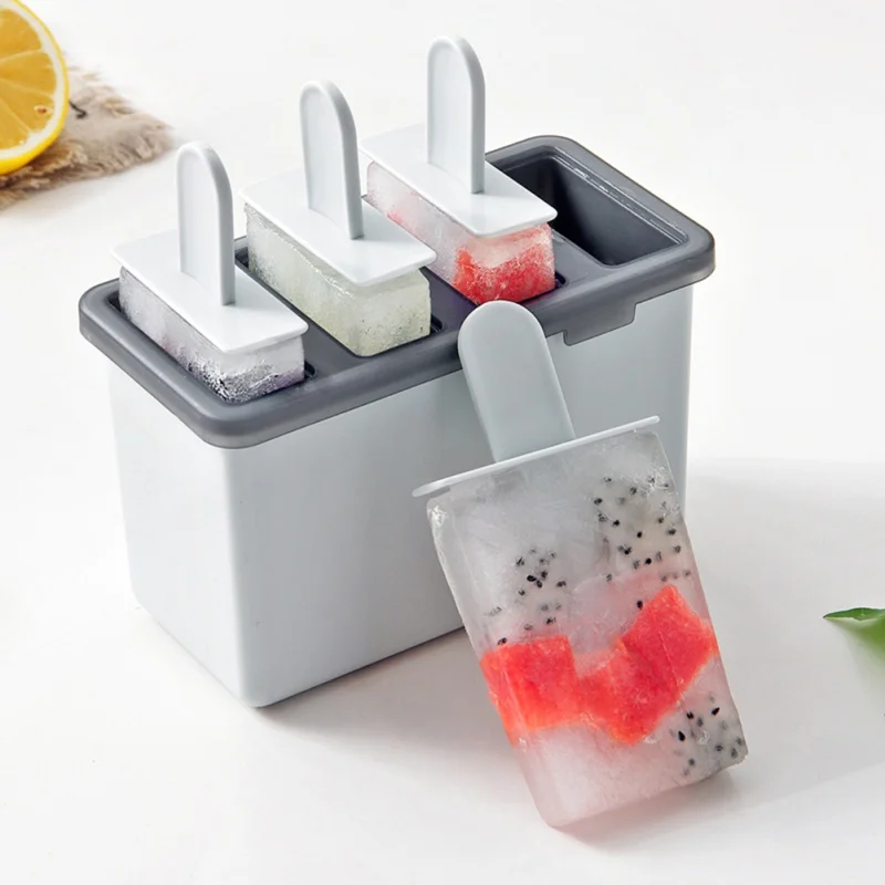4 ячейки DIY Popsicle классическая форма для изготовления мороженого лоток производитель PP замороженный кубик льда леденец плесень кухня мороженое инструменты для приготовления пищи DD