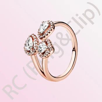 

Authentic 100% 925 Sterling Silver Women Rings Rose golden Rings Geometric Shapes Open Rings Women Engagemen Anniversary Jewelry