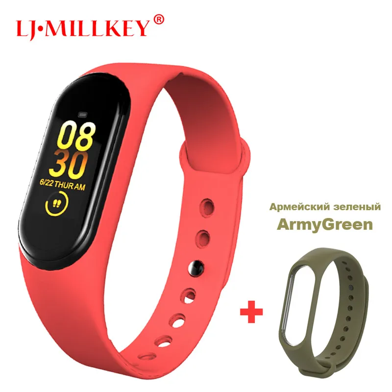 M4 Red x ArmyGreen Умный Браслет Интеллектуальный трекер активности M4 умный Браслет Смарт-браслет 4 пульсометр фитнес-трекер умные часы для мужчин и женщин - Цвет: M4 Red x ArmyGreen
