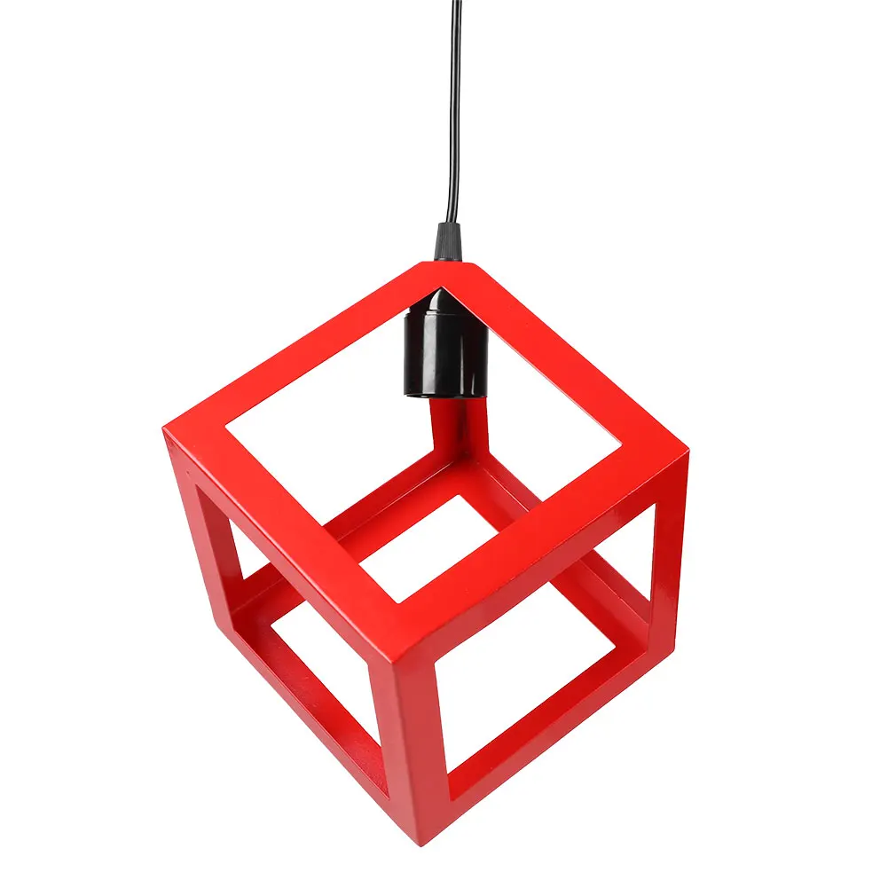 E27 лампа клетка предохранитель Потолок Кулон квадратная крышка абажур светильник бар W/кабель