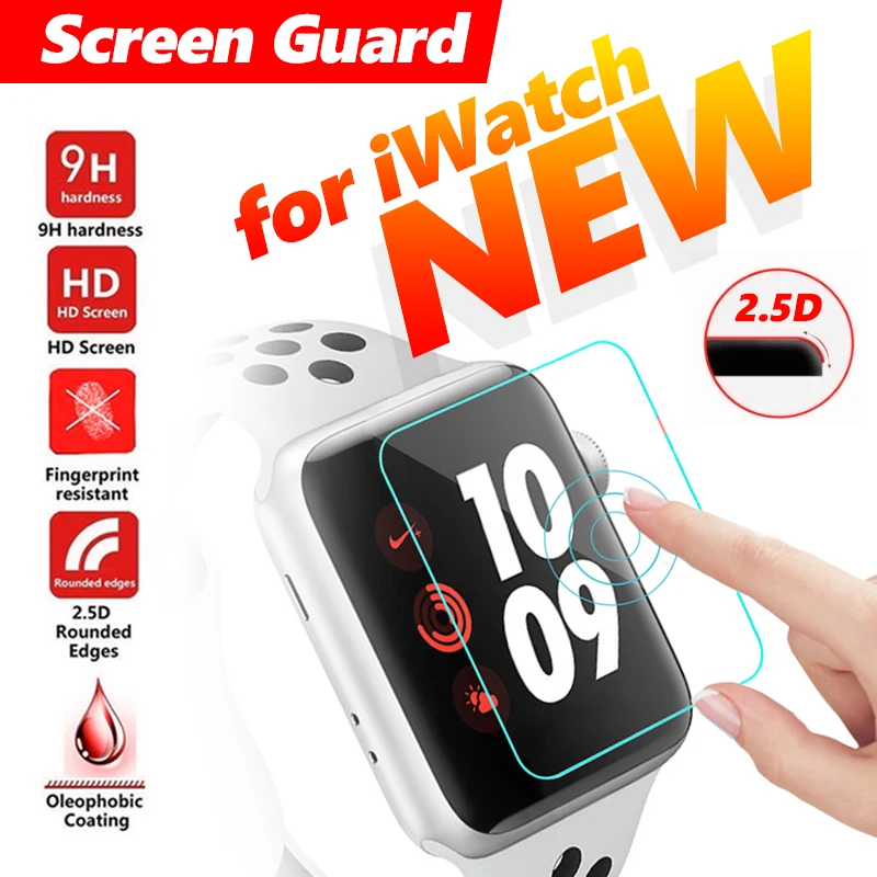 Стеклянный экран для Apple watch 1 2 3 4 защита экрана закаленное стекло Смарт часы iWatch