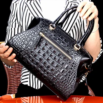 

Fashion Crocodile Woman Package Genuine Leather Handbag Oblique Satchel Single Shoulder Bag Ma'am High Archives New Design Women