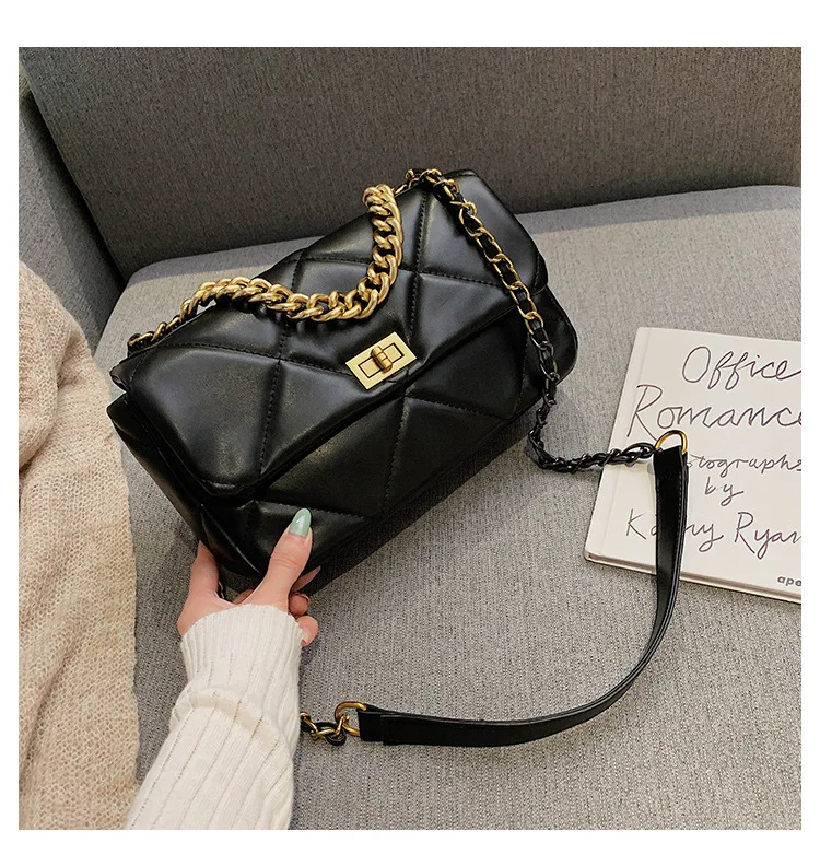 Женская новая Корейская сумка-мессенджер с ромбовидной цепью, посылка, сумки через плечо, роскошные модные дизайнерские сумки с высокой вместительностью и ручками