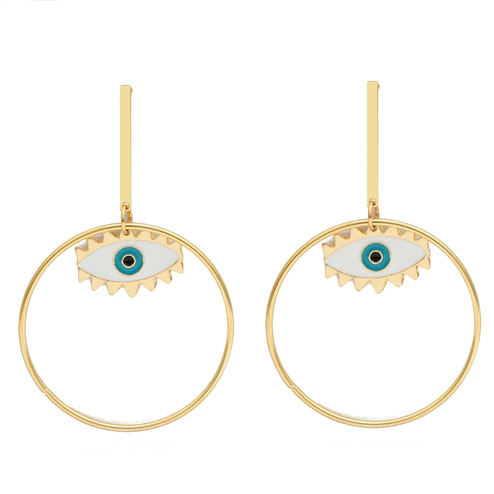 EVIL EYE, золотая запонка из сплава, серьги, полые, падение масла, турецкий синий глаз, серьги, модные украшения для женщин, девушек, EY6471 - Окраска металла: 3