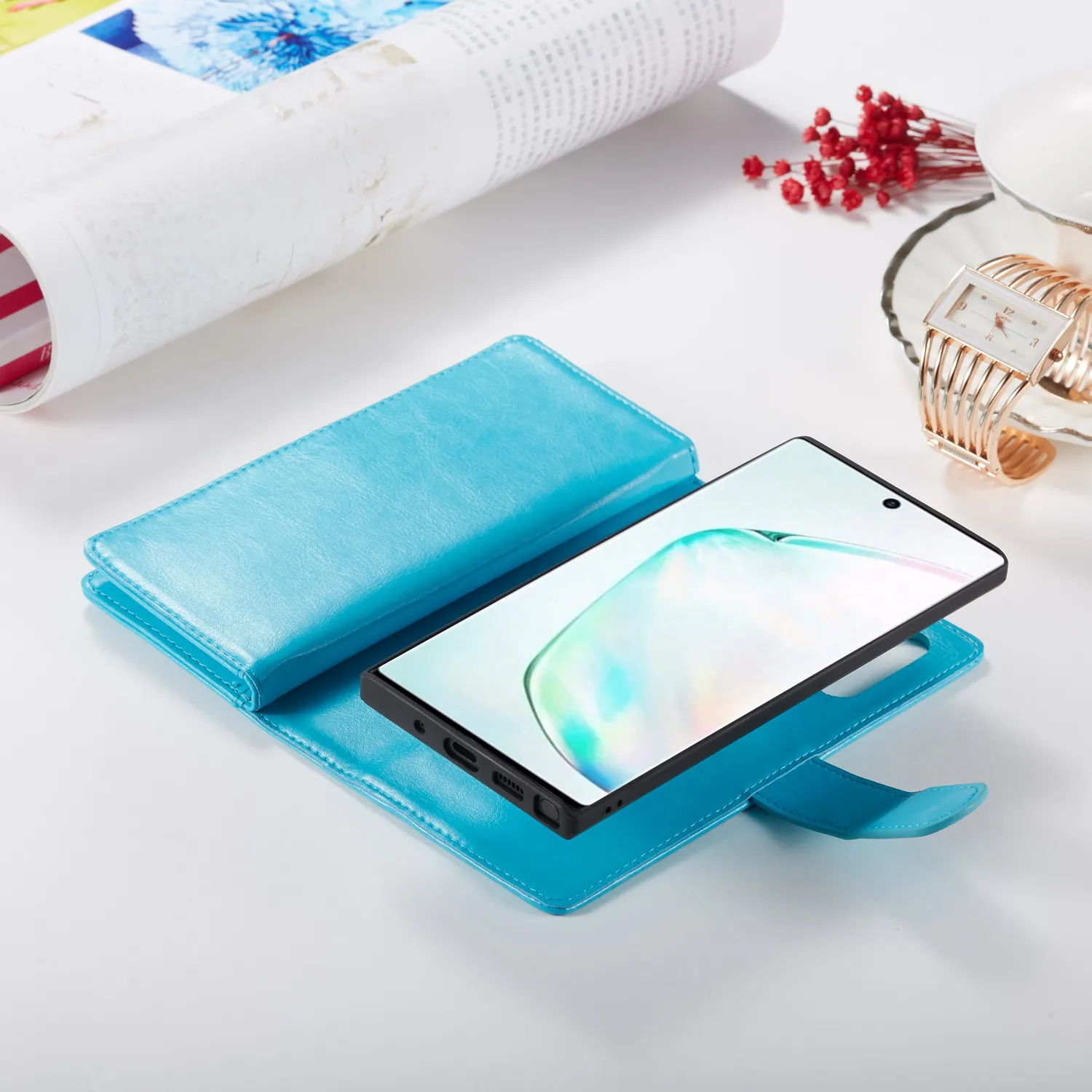 2 в 1 Магнитный чехол-бумажник из искусственной кожи для samsung Galaxy Note 10 Plus 8 9 S10 Plus S10e S9 S8 Plus 9 отделений для карт
