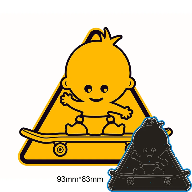 93*83mm Baby on skateboard New Arrival Frame Cutting Dies Stencil DIY Scrapbooking Photo Album Embossing Paper Card | Дом и сад