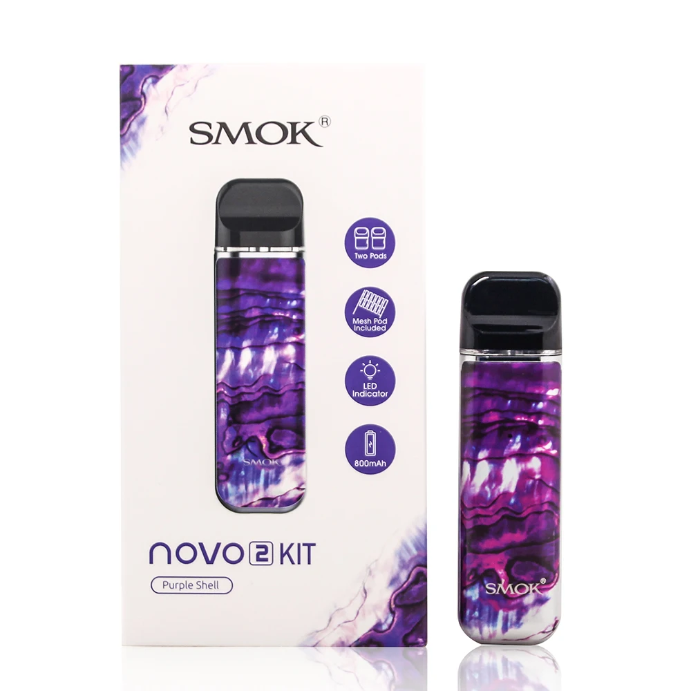 SMOK NOVO 2 Pod Vape комплект 800 мАч батарея 2 мл картридж Pod система электронная сигарета испаритель стартовый Vape комплект VS SMOK Nord - Цвет: Purple Shell